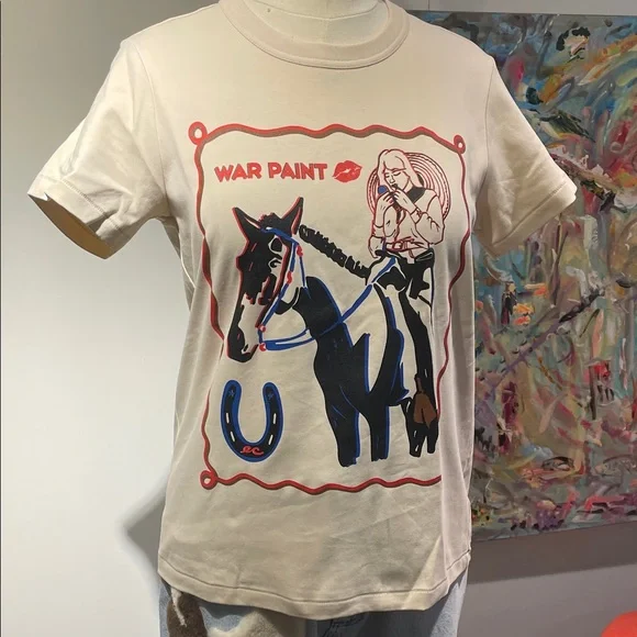 Uniqlo U Cream Graphic Tee with Horse Design - Picture 1 of 8
